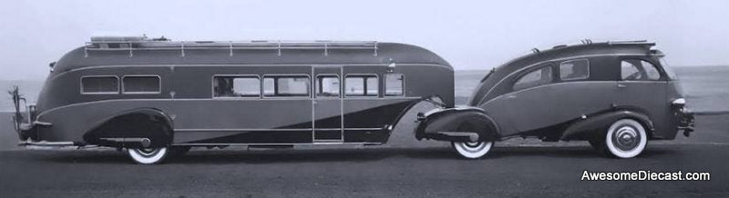 1936 Zephyr Land Yacht Designed by Brooks Stevens, Gray/Black 1:43 Resin Cast Model Vehicle by AutoCult