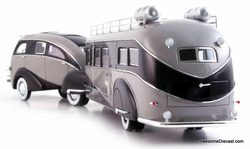 1936 Zephyr Land Yacht Designed by Brooks Stevens, Gray/Black 1:43 Resin Cast Model Vehicle by AutoCult
