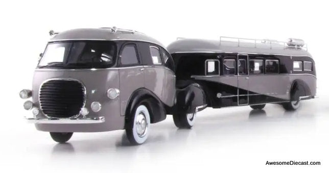 1936 Zephyr Land Yacht Designed by Brooks Stevens, Gray/Black 1:43 Resin Cast Model Vehicle by AutoCult