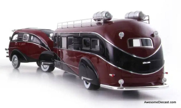 1936 Zephyr Land Yacht Designed by Brooks Stevens, Red/Black 1:43 Resin Cast Model Vehicle by AutoCult