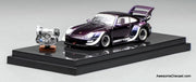 Porsche 993 RWB, Purple w/Engine "Army Girl" 1:64 Diecast Model Car by MotorHelix