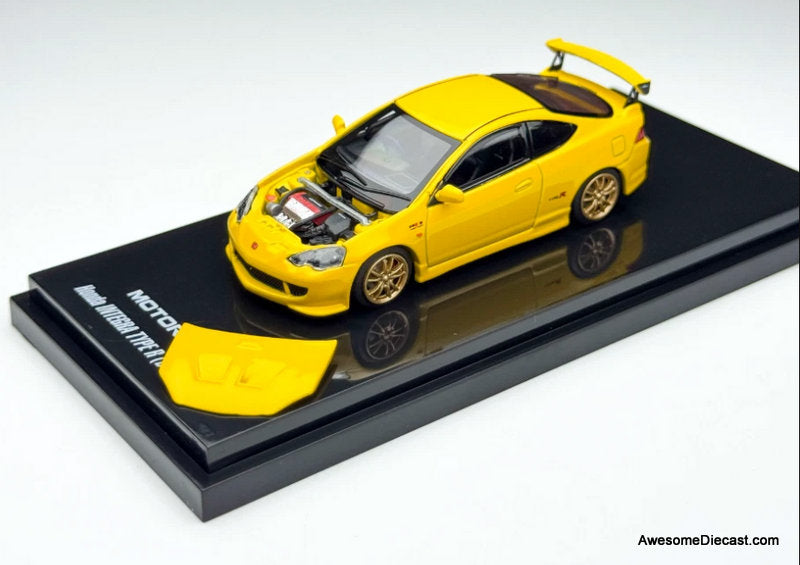 Honda Integra Type R (DC5) Mugen, Phoenix Yellow 1:64 Diecast Model Car by MotorHelix