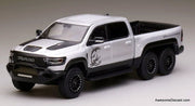 Dodge RAM Hennessy Mammoth 6x6 w/Lights, Silver 1:64 Diecast Model Truck by 596 Model