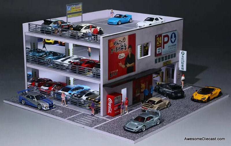 Japanese Parking Building w/Lighting 1:64 Diorama by MoreArt