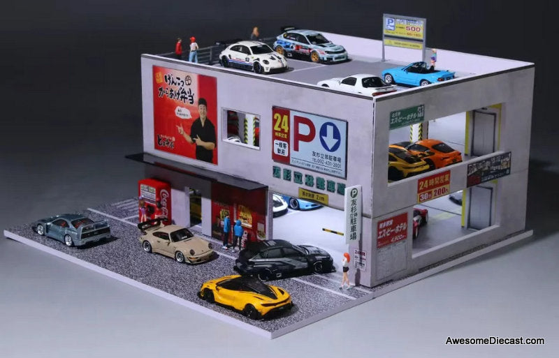 Japanese Parking Building w/Lighting 1:64 Diorama by MoreArt