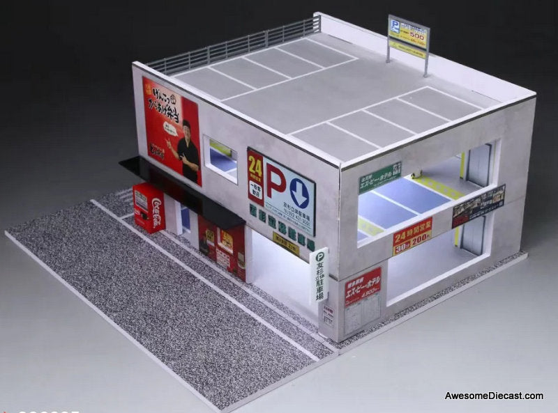 Japanese Parking Building w/Lighting 1:64 Diorama by MoreArt