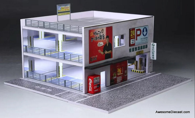 Japanese Parking Building w/Lighting 1:64 Diorama by MoreArt