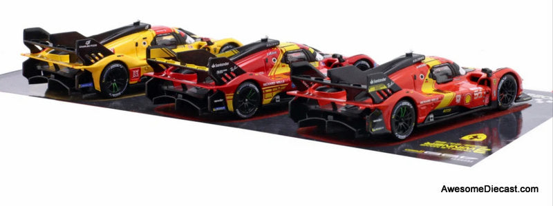 3-Car Set Ferrari 499P Triple Winner 24h LeMans 1:43 Diecast Model Car by Burago