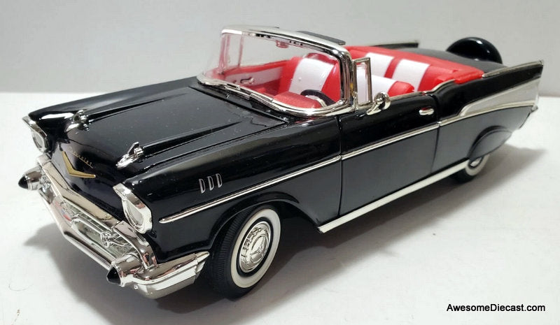 1957 Chevrolet Bel Air Convertible, Black 1:18 Diecast Model Car by Lucky Diecast