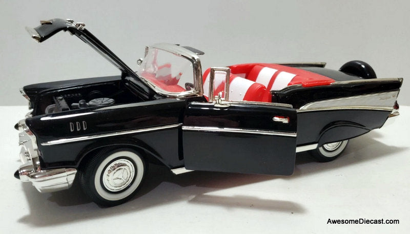1957 Chevrolet Bel Air Convertible, Black 1:18 Diecast Model Car by Lucky Diecast