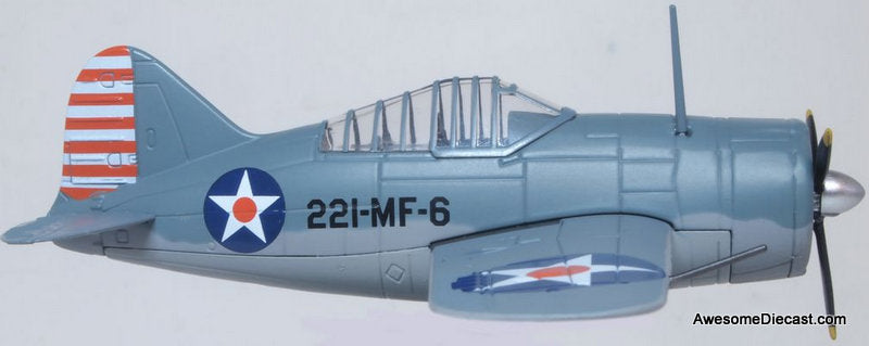 Brewster F2A-3 Buffalo VMF-221 US Marine Corps MCAS Ewa, Hawaii, December 1941 1:72 Diecast Model Plane by Oxford Diecast