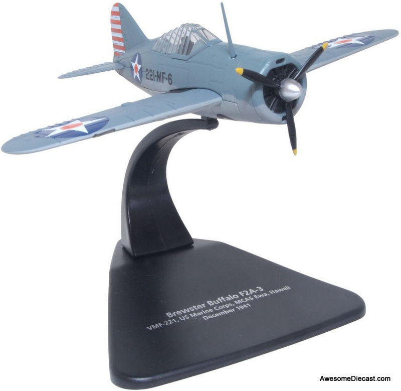 Brewster F2A-3 Buffalo VMF-221 US Marine Corps MCAS Ewa, Hawaii, December 1941 1:72 Diecast Model Plane by Oxford Diecast