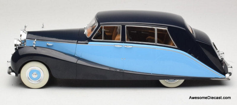 1956 Rolls-Royce Silver Wraith Empress by Hooper, Light Blue/Dark Blue 1:18 Diecast Model Car by MCG