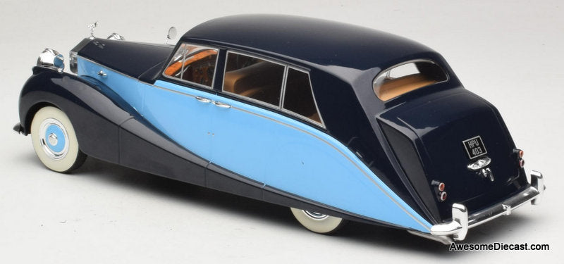 1956 Rolls-Royce Silver Wraith Empress by Hooper, Light Blue/Dark Blue 1:18 Diecast Model Car by MCG