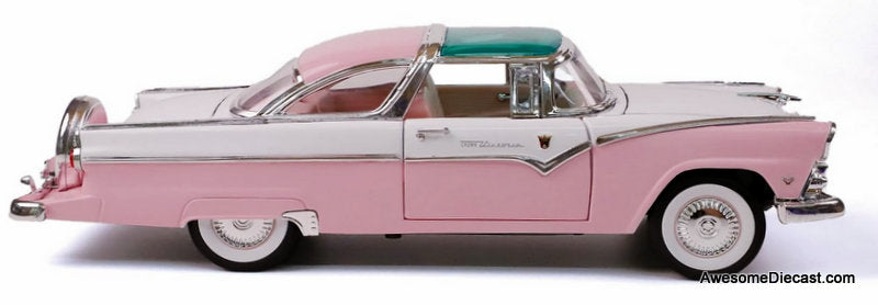 1955 Ford Crown Victoria, Pink/White 1:18 Diecast Model Car by Road Signature