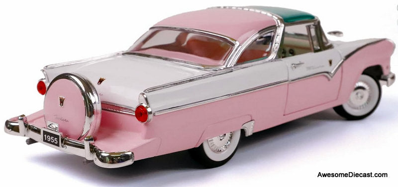 1955 Ford Crown Victoria, Pink/White 1:18 Diecast Model Car by Road Signature