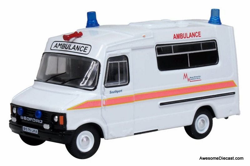 1985 Bedford CF Hanion Ambulance: Merseyside Ambulance Service 1:76 Diecast Model Ambulance by Oxford Diecast