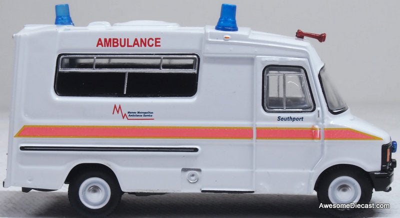 1985 Bedford CF Hanion Ambulance: Merseyside Ambulance Service 1:76 Diecast Model Ambulance by Oxford Diecast