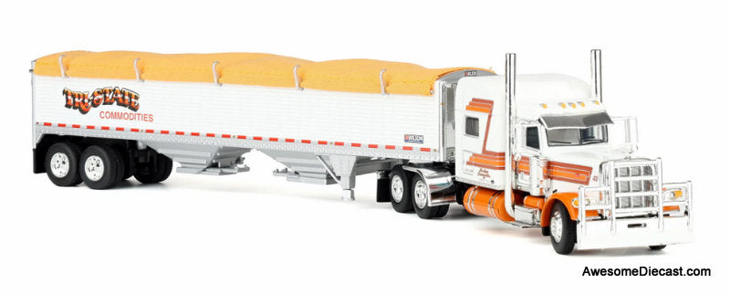 Peterbilt 389 Sleeper Tractor w/43ft Wilson Pacesetter Grain Trailer: Tri-State Commodities 1:64 Diecast Model Truck DCP by First Gear