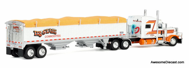 Peterbilt 389 Sleeper Tractor w/43ft Wilson Pacesetter Grain Trailer: Tri-State Commodities 1:64 Diecast Model Truck DCP by First Gear