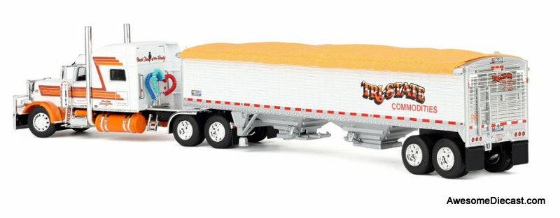 Peterbilt 389 Sleeper Tractor w/43ft Wilson Pacesetter Grain Trailer: Tri-State Commodities 1:64 Diecast Model Truck DCP by First Gear