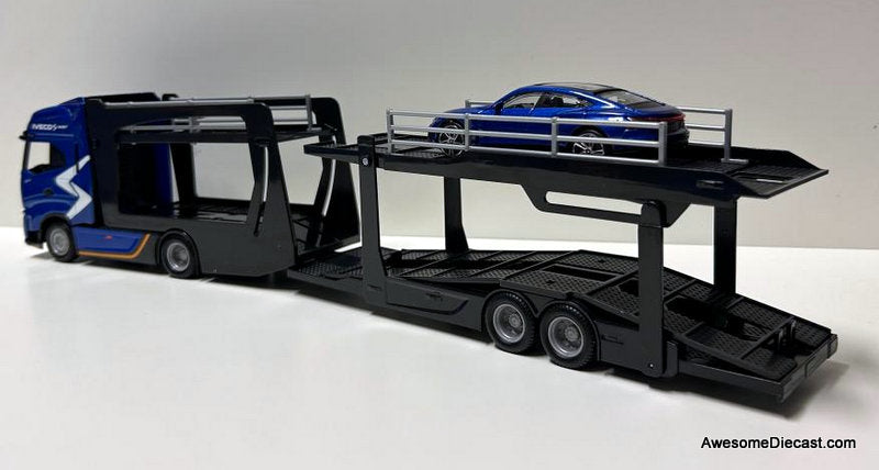 Fiat Iveco S-WAY 570 Car Transporter w/Audi E-Tron 1:43 Diecast Model Truck by Burago