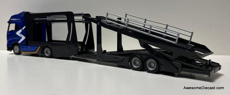 Fiat Iveco S-WAY 570 Car Transporter w/Audi E-Tron 1:43 Diecast Model Truck by Burago