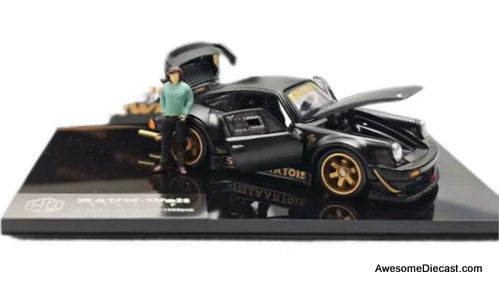 Porsche 930 RWB (Custom Edition), Black "Stella Artois" w/Figure 1:64 Diecast Model Car by HG-Model