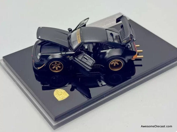 Porsche 930 RWB (Custom Edition), Black "Stella Artois" w/Figure 1:64 Diecast Model Car by HG-Model
