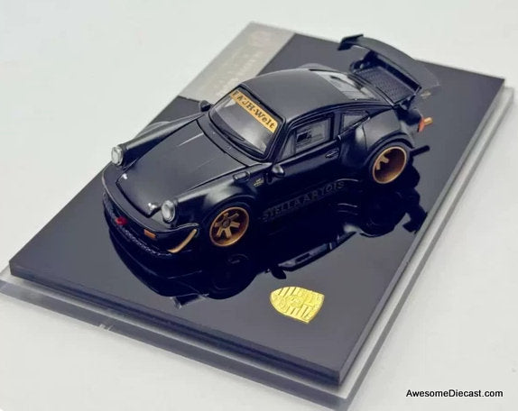 Porsche 930 RWB (Custom Edition), Black "Stella Artois" w/Figure 1:64 Diecast Model Car by HG-Model