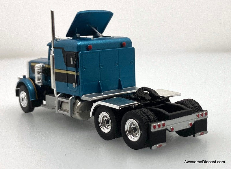 Peterbilt 359 Sleeper Tractor, Metallic Blue/Custom 1:87 ABS Plastic Model Truck by Brekina