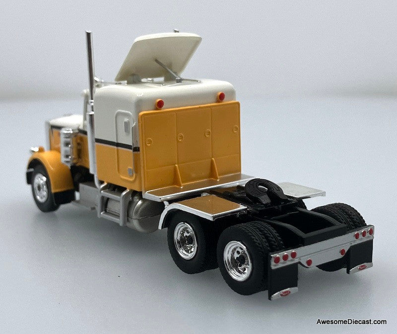 Peterbilt 359 Sleeper Tractor, Metallic Yellow/White 1:87 ABS Plastic Model Truck by Brekina