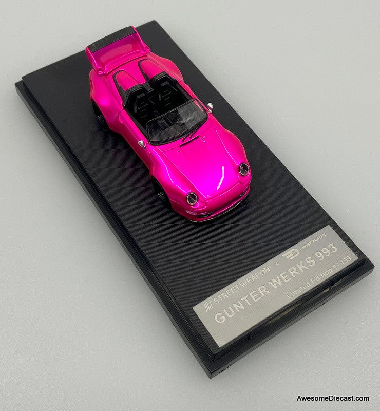 Porsche 911 (Gunter Werks 993) Convertible, Flash Pink 1:64 Diecast Model Car by Street Weapon