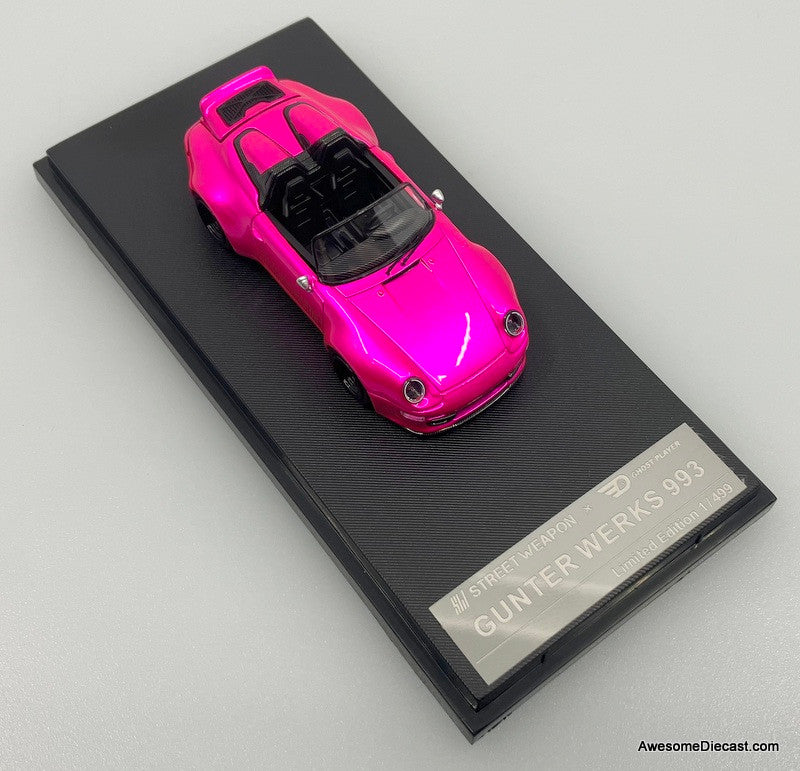 Porsche 911 (Gunter Werks 993) Convertible, Flash Pink 1:64 Diecast Model Car by Street Weapon