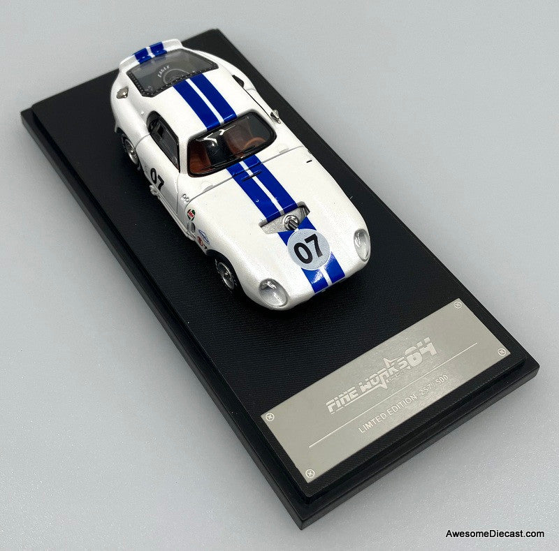 Shelby Daytona, White/Blue 1:64 Diecast Model Car by Fine Works64