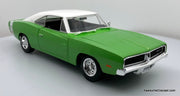 1969 Dodge Charger R/T, Metallic Green/White 1:18 Diecast Model Car by Maisto