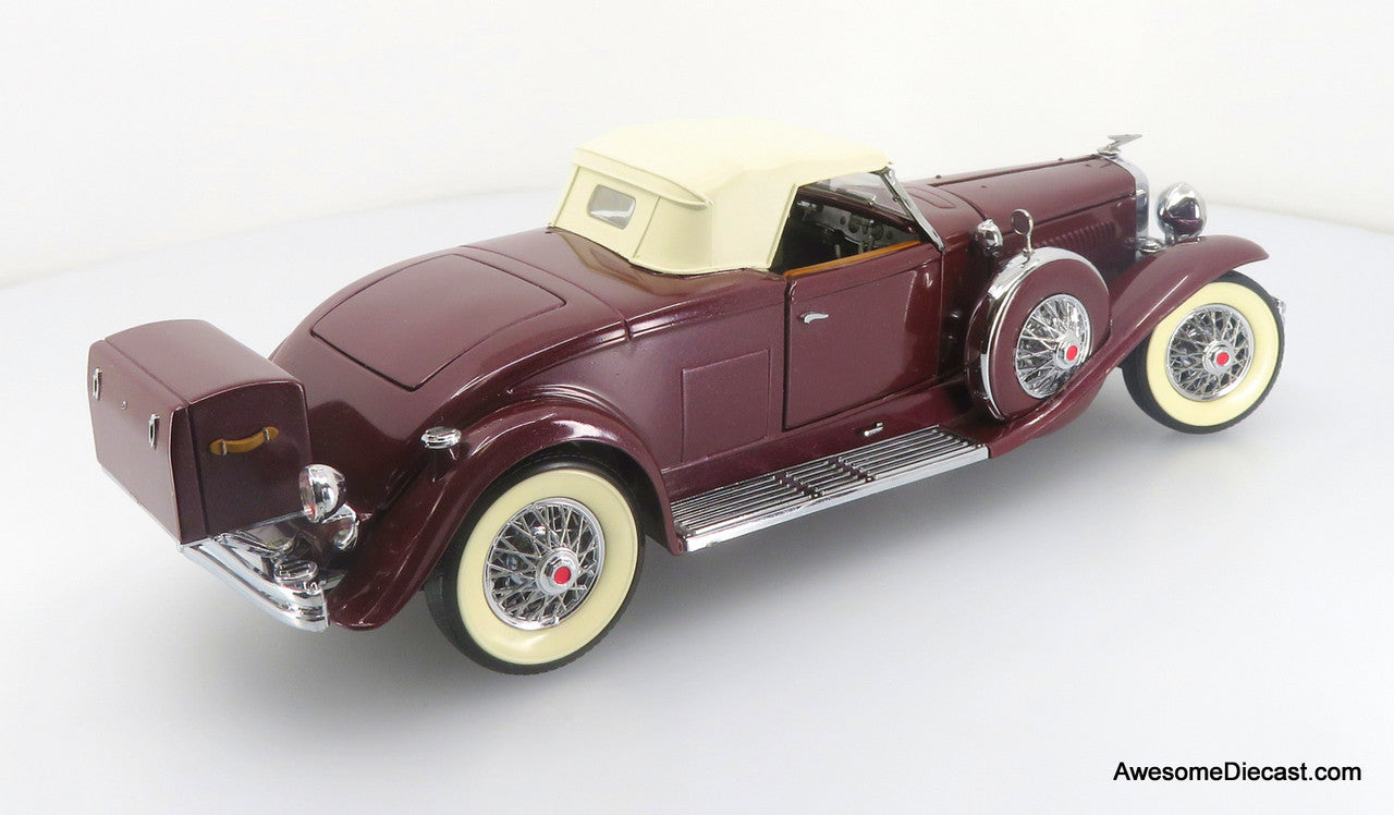 1935 Duesenberg Model J 550, Maroon/Cream 1:24 Diecast Model by Franklin Mint