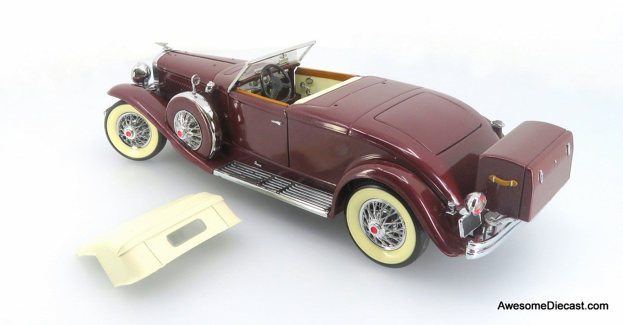 1935 Duesenberg Model J 550, Maroon/Cream 1:24 Diecast Model by Franklin Mint