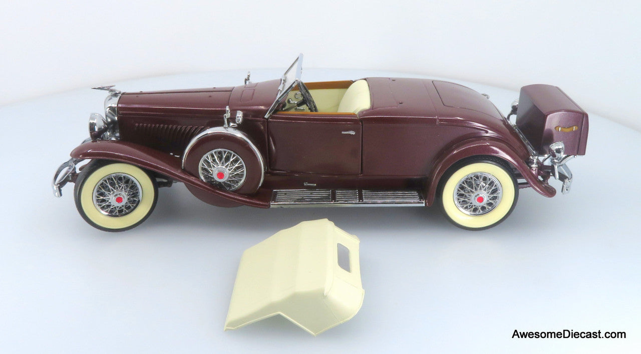 1935 Duesenberg Model J 550, Maroon/Cream 1:24 Diecast Model by Franklin Mint