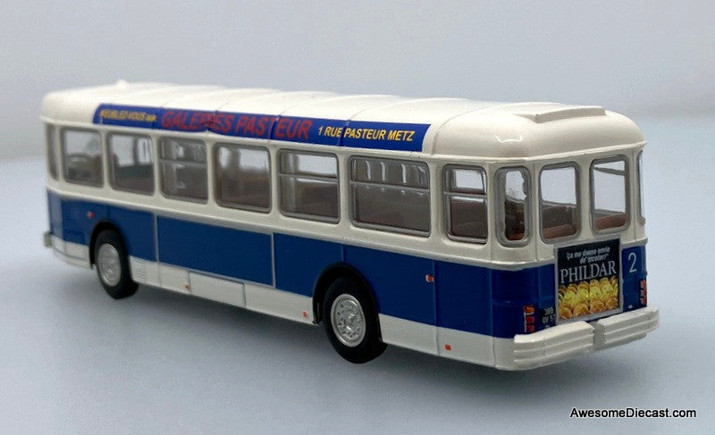 Saviem SC10, Blue/White Metz Bus Lines 1:87 ABS Plastic Model Bus by Brekina