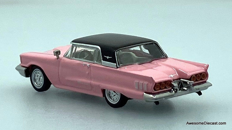 1960 Ford Thunderbird Convertible (Roof Up), Rose Pink 1:87 ABS Plastic Model Car by Brekina
