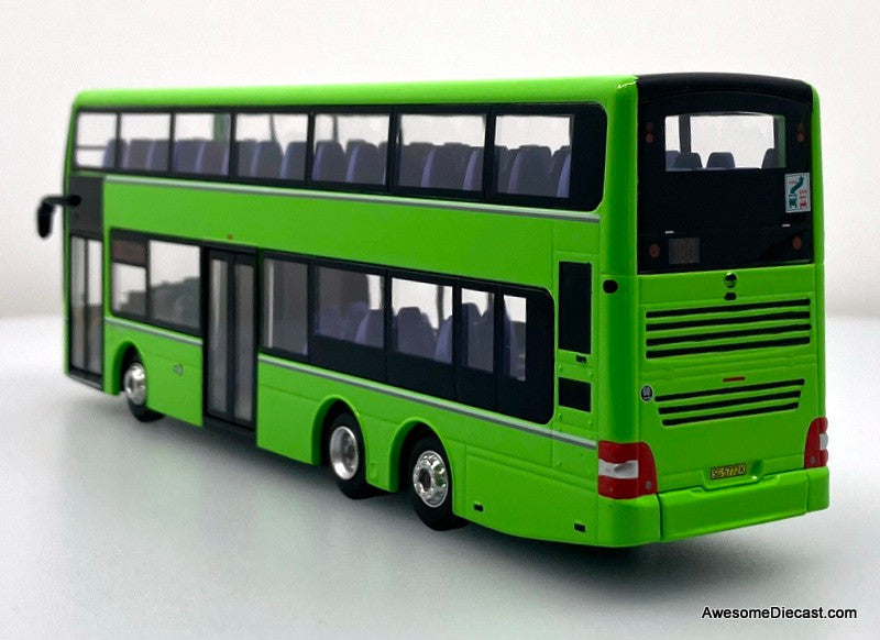 MAN Singapore A95 Double Decker Bus, Green: Route 180 Bukit Panjang 1:64 Diecast Model Bus by SG Bus