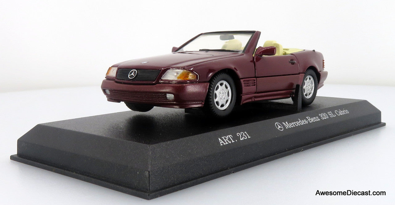 Mercedes-Benz 320 SL Cabriolet, Red Wine 1:43 Diecast Model Car by Detail Cars