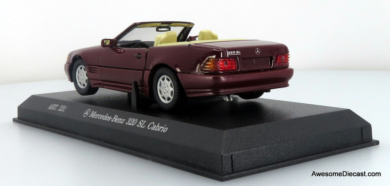 Mercedes-Benz 320 SL Cabriolet, Red Wine 1:43 Diecast Model Car by Detail Cars