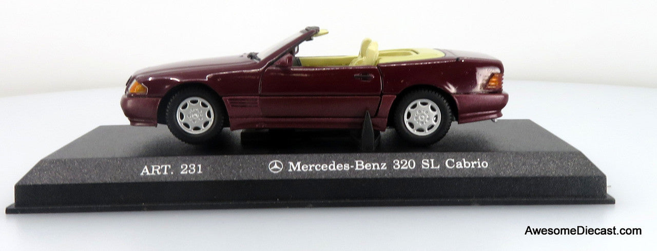 Mercedes-Benz 320 SL Cabriolet, Red Wine 1:43 Diecast Model Car by Detail Cars