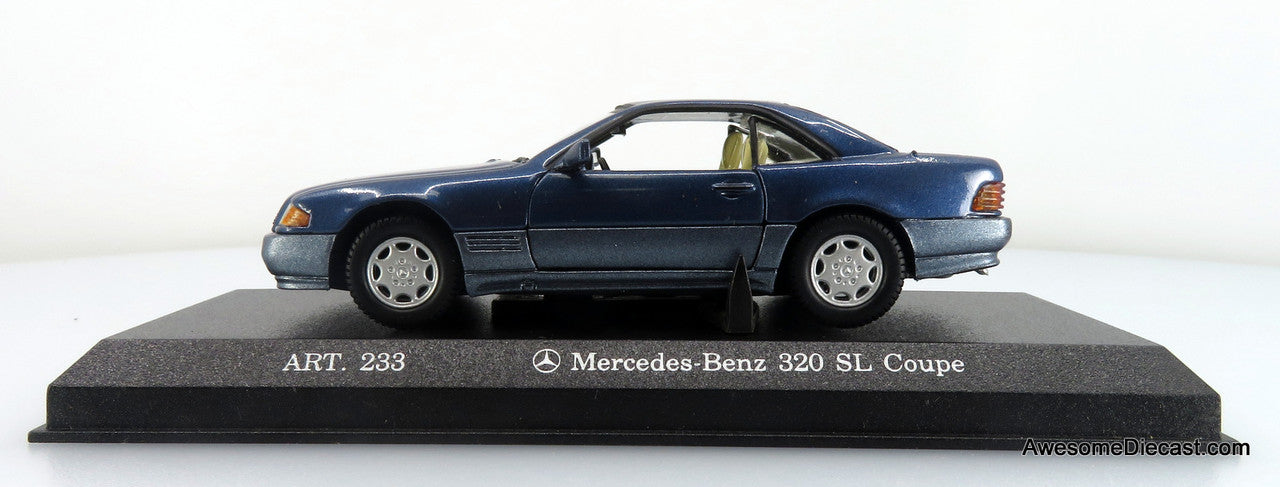 Mercedes-Benz 320 SL Coupe, Blue 1:43 Contemporary Diecast by Detail Cars