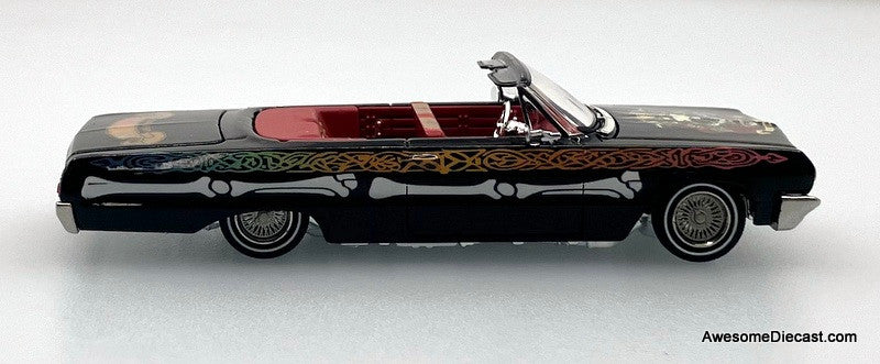 Chevrolet Impala Lowrider, Black/Skull Livery 1:64 Diecast Model Car by Fineworks64