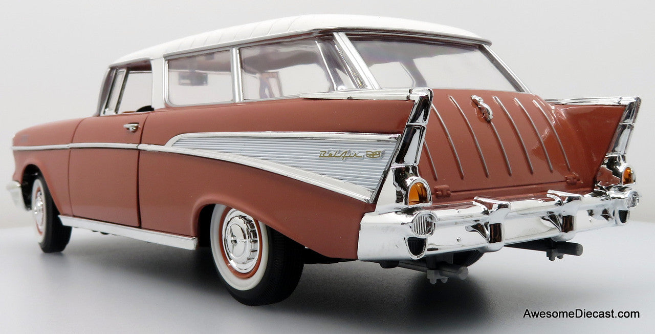 1957 Chevrolet Nomad, Two-Tone Pink & White 1:18 Die Cast Model Car by Road Signature