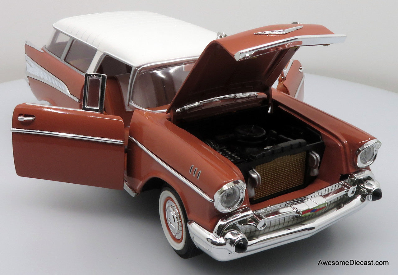 1957 Chevrolet Nomad, Two-Tone Pink & White 1:18 Die Cast Model Car by Road Signature
