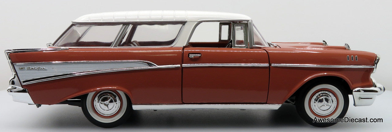 1957 Chevrolet Nomad, Two-Tone Pink & White 1:18 Die Cast Model Car by Road Signature